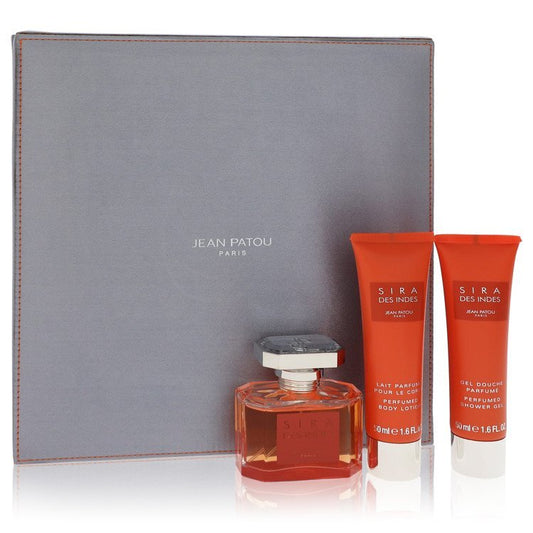 Sira Des Indes by Jean Patou Gift Set -- 1.6 oz Eau De Parfum Spray + 1.6 oz Body Lotion + 1.6 oz Shower Gel (Women)