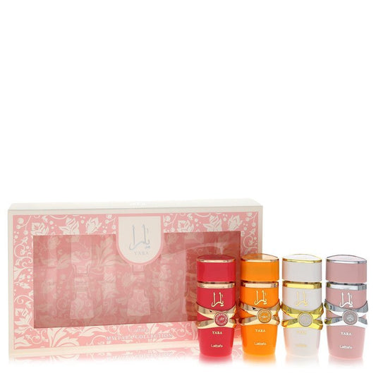 Lattafa Yara by Lattafa Gift Set -- Mini My Yara EDP Collection Set contains Yara Yara Moi Yara Tous Yara Candy all sized 0.08 oz EDP (Women)