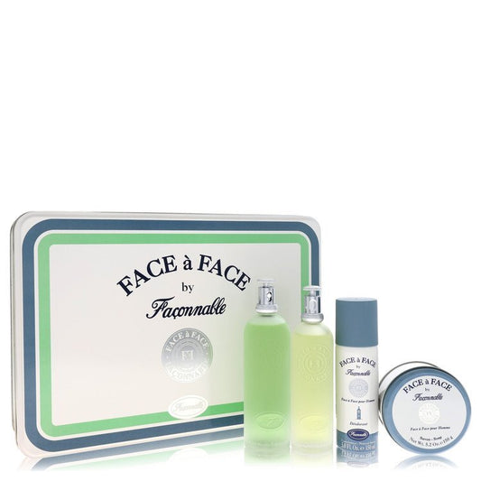 Face A Face by Faconnable Gift Set -- 5 oz Eau De Toilette Spray + 5 oz Deodorant Spray + 3.3 oz After Shave + 5 oz Soap (Men)